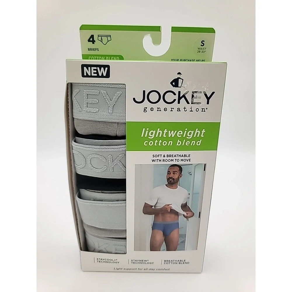 Jockey‎ Generation Light Cotton Blend Briefs Underwear Mens Sz Small 4 Pair NIB